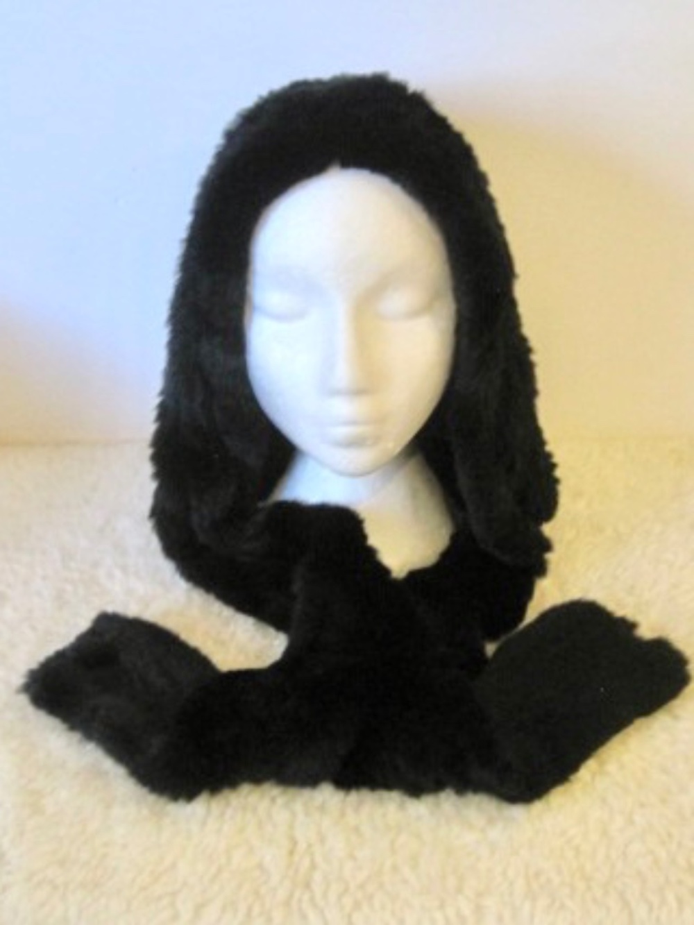 Rex Rabbit Fur Scarf With Hood - Picture 4 of 8